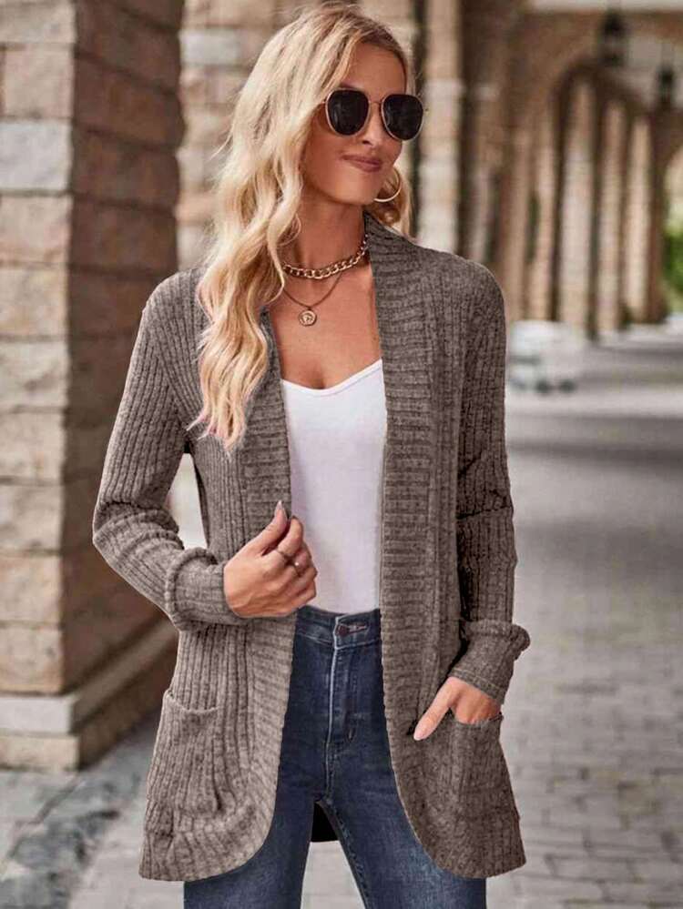 EMERY ROSE Women's Casual Solid Color Regular Jacket - Brown - View 4