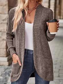 EMERY ROSE Women's Casual Solid Color Regular Jacket - Brown - View 3