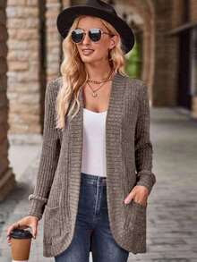 EMERY ROSE Women's Casual Solid Color Regular Jacket - Brown - View 7