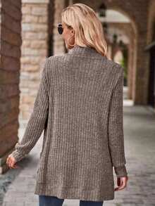 EMERY ROSE Women's Casual Solid Color Regular Jacket - Brown - View 2