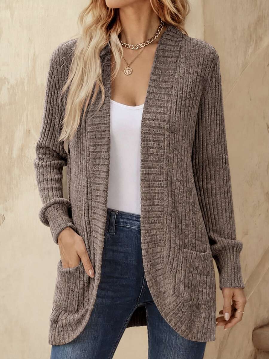 EMERY ROSE Women's Casual Solid Color Regular Jacket - Brown - View 1