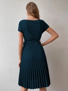 EMERY ROSE Vestido con cinturón bajo con fruncido - Agua verde azul - Ver 2