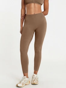 11SKNDS Seamless High Waist Leggings With Ribbed Texture Detail And Sculpting Fit With Sweat-Wicking, Stretchy, Buttery-Soft, Tummy Control & Butt-Lifting, For Gym Workout Fitness Studio, Running, Training & Hy-Rox - Mocha Brown - View 4