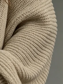 SHEIN Solid Batwing Sleeve Cardigan Cardigan Setsummer Cardiganwomen Cardigan Sweatersoversized Cardigan Fall Winter Cloth For Women - Khaki - View 7