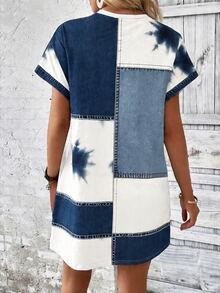 EMERY ROSE Vestido casual de vacaciones con bloques de color y patchwork para mujer - Multicolor - Ver 2