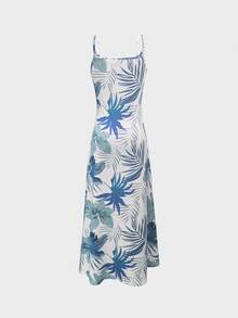 EMERY ROSE Women Short Casual Tropical Dress, Minimalist Fashionable For Everyday Wear Vacation Beach White Floral Summer - Mint Blue - View 2