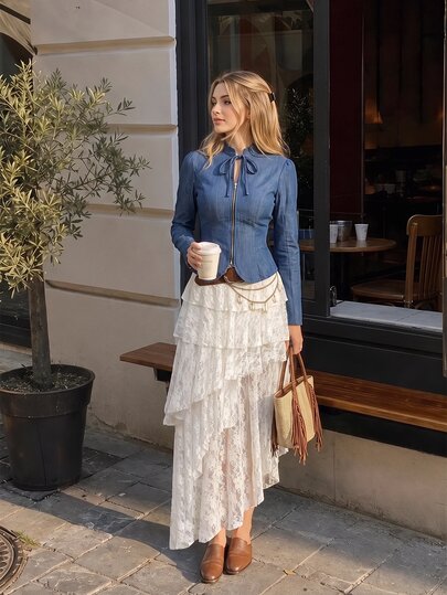 SHEIN MOD Veste décontractée d'automne pour femmes avec taille cintrée, coupe régulière