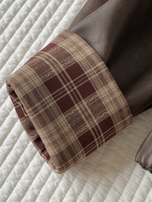 Comfortcana Jaket Kasual Longgar Wanita dari Kulit PU dengan Resleting Depan - Putih - View 9