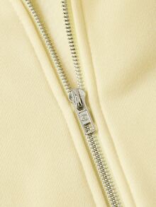 SHEIN MOD Sweatshirt Hoodie Wanita Streetwear Lengan Panjang dengan Resleting dan Hem Berlapis-lapis - Kuning - View 7