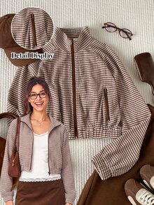 Comfortcana Winter Outfit For Women Women's Casual Plaid Jacket, Autumn, Y2k, Holiday Night Outfi, Office Wear For Women, Country Style For Women, Halloween - Brown - View 9