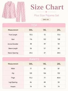 SHEIN PLUS SIZE Women 2 Pcs Button Front With BEAR&POLKA DOT Pattern Homewear Cute Pajama Set - Multicolor - View 4