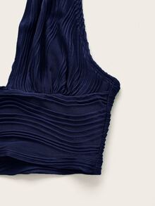 SHEIN ICON Women'S Knitted Halter Neck Tank Top - Navy Blue - View 5