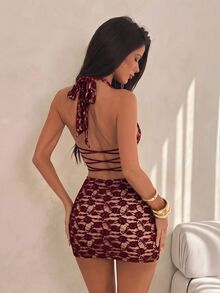 SHEIN ICON Women Mini Dresses - Burgundy - View 7