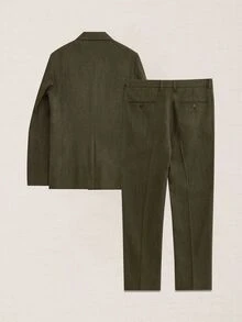 Suiteron Men's Lapel NeckLong Sleeve Jacket And Pants Casual Suit Set Men's Italian Casual Retro Suit For Commuting Formal Old Money Suit Set Green Suit Set - Army Green - View 9