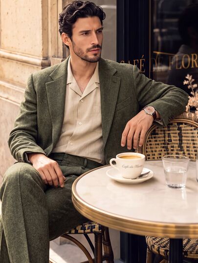 Suiteron Men's Lapel NeckLong Sleeve Jacket And Pants Casual Suit Set Men's Italian Casual Retro Suit For Commuting Formal Old Money Suit Set  Green Suit Set