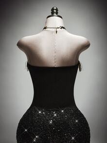 SHEIN ICON Atasan Korset Bustier Gaya Istana Warna Kontras Hitam & Merah untuk Wanita Ukuran Plus - Hitam - View 3