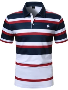 Calvornis Men's Fashion Striped Short Sleeve Polo Shirt, Formal, Old Money - Multicolor - View 5