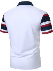 Calvornis Men's Fashion Striped Short Sleeve Polo Shirt, Formal, Old Money - Multicolor - View 2