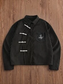 SWAVVY Burgundy Small Check Embroidered Men's Long Sleeve Shirt - Black - View 1
