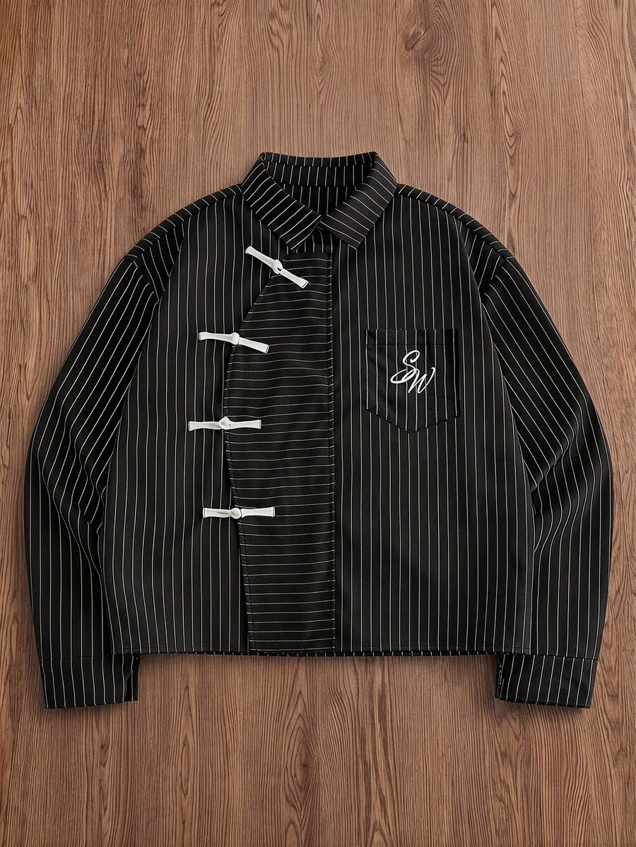 SWAVVY Burgundy Small Check Embroidered Men's Long Sleeve Shirt - Black - View 1