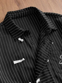 SWAVVY Burgundy Small Check Embroidered Men's Long Sleeve Shirt - Black - View 3