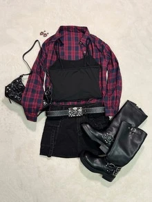SHEIN EZwear Casual Solid Color Cropped Camisole, Fitted Women's Tank Top Suitable For Summer - Black - View 3