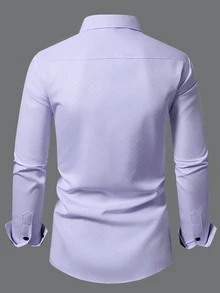 Manfinity Mode Men's Formal Casual Streetwear Versatile Commute Striped  Patchwork Long Sleeve Shirt - Mauve Purple - View 2