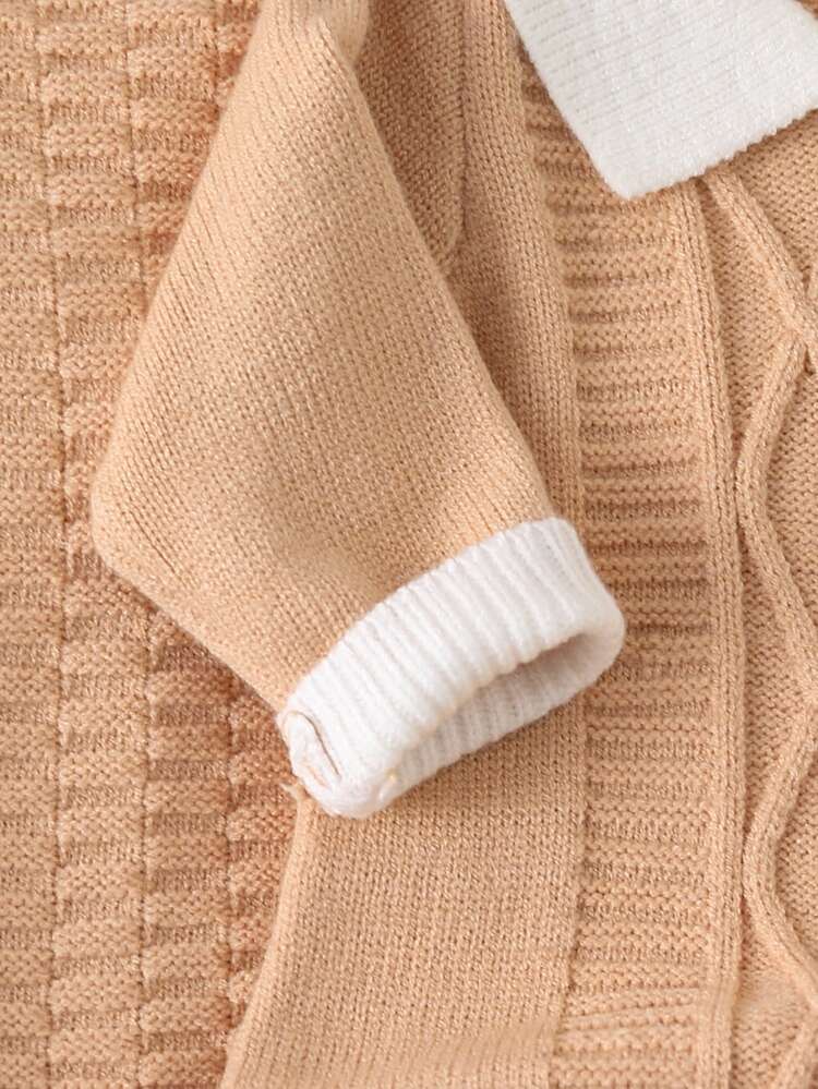 Newborn Sweater Jumpsuit With Hat And Blanket 3 Pieces Set, Cute Comfortable Soft, Suitable For Newborn Baby Outings, Gift Box Full Moon Set - Khaki - View 4