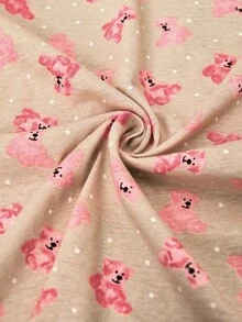 Loomlin PETITE SIZE Women 2 Pcs Button Front With BEAR&POLKA DOT Pattern Homewear Cute Pajama Set - Multicolor - View 7