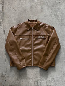 AXEPEAK Fashionable Retro Lapel Long Sleeve Men's Jacket - Brown - View 2