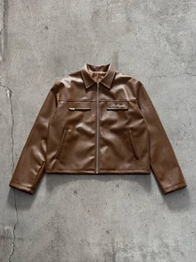 AXEPEAK Fashionable Retro Lapel Long Sleeve Men's Jacket - Brown - View 8