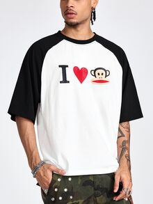 ROMWE MEN Paul Frank X ROMWE Men's Letter Cartoon Print Casual Daily Short Sleeve T-Shirt - White - View 6