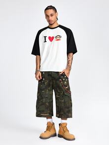 ROMWE MEN Paul Frank X ROMWE Men's Letter Cartoon Print Casual Daily Short Sleeve T-Shirt - White - View 9