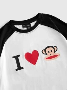 ROMWE MEN Paul Frank X ROMWE Men's Letter Cartoon Print Casual Daily Short Sleeve T-Shirt - White - View 2