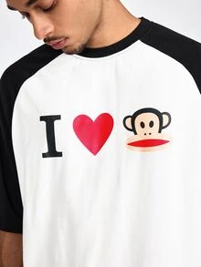 ROMWE MEN Paul Frank X ROMWE Men's Letter Cartoon Print Casual Daily Short Sleeve T-Shirt - White - View 7
