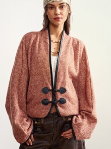 Bohemela Jaket Wanita Polos Kasual - Coffee Brown - View 4