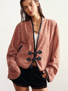 Bohemela Jaket Wanita Polos Kasual - Coffee Brown - View 6