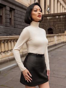 micahgianneli Áo cổ đứng Slim Fit - Màu be - Xem 6