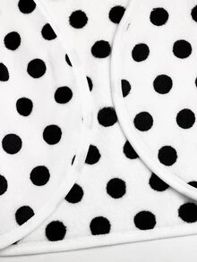 SHEIN Tween Girl Casual Black & White Polka Dot Solid Color Long Sleeve Open Front Jacket, Kids Autumn/Winter/All Seasons - Multicolor - View 10