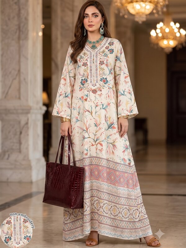 SHEIN Najma Robe longue élégante à fleurs pour le printemps, pour les fêtes, les rendez-vous, les occasions spéciales et les événements du soir