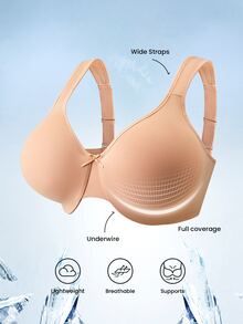LUVLETTE Plus Unlined Full Coverage Underwire Bra-Pinch-Free Straps - Side And Back Smoothing Brown Minimizer Basic SizeFreedom Bra - Coffee Brown - View 2