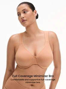 LUVLETTE Plus Unlined Full Coverage Underwire Bra-Pinch-Free Straps - Side And Back Smoothing Brown Minimizer Basic SizeFreedom Bra - Coffee Brown - View 11