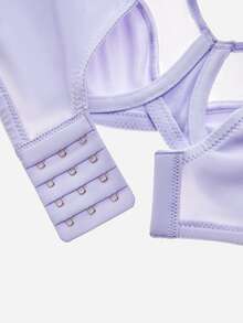 LUVLETTE Plus Unlined Full Coverage Side Support Purple Mesh Sheer Basic Breezy Comfort Minimizer Women Lingerie Intimates Bra - Lilac Purple - View 8