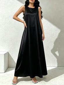 SHEIN Najma 女款純色休閒日常夏季阿拉伯風洋裝 - 彩色 - 查看 5