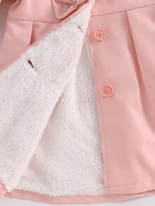 SHEIN 女童小女孩 Borg 毛領前領結秋冬大衣 - 粉色 - 查看 4