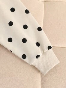 SHEIN 少女針織波點半鈕扣POLO領寬鬆休閒衛衣 - 彩色 - 查看 7