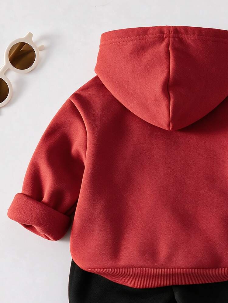 SHEIN 2pcs Baby Boy Fashion Spiderweb Print Hooded Fleece Sweatshirt And Spiderweb Print Fleece Sweatpants Set, Suitable For Outings In Autumn/Winter Fall - Multicolor - View 6