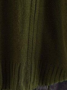 EMERY ROSE Plus Size Women's Casual Zip-Up Long Sleeve Hooded Knit Cardigan - Dark Green - View 6