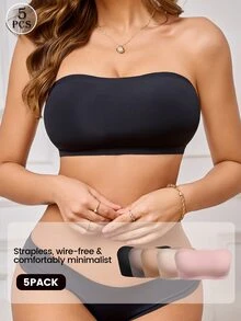 Barelissa 5pcs/Set Elegant Comfortable Women's Bandeau Seamless Bra Multi-Color - Multicolor - View 6