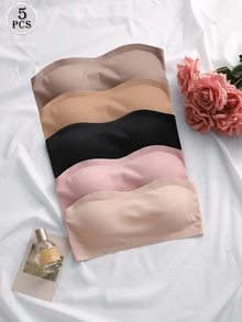 Barelissa 5pcs/Set Elegant Comfortable Women's Bandeau Seamless Bra Multi-Color - Multicolor - View 3